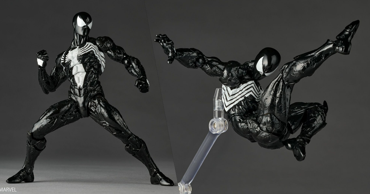 海洋堂「Amazing Yamaguchi 共生體蜘蛛人」可動人偶，收錄共生體與豐富蛛絲特效！