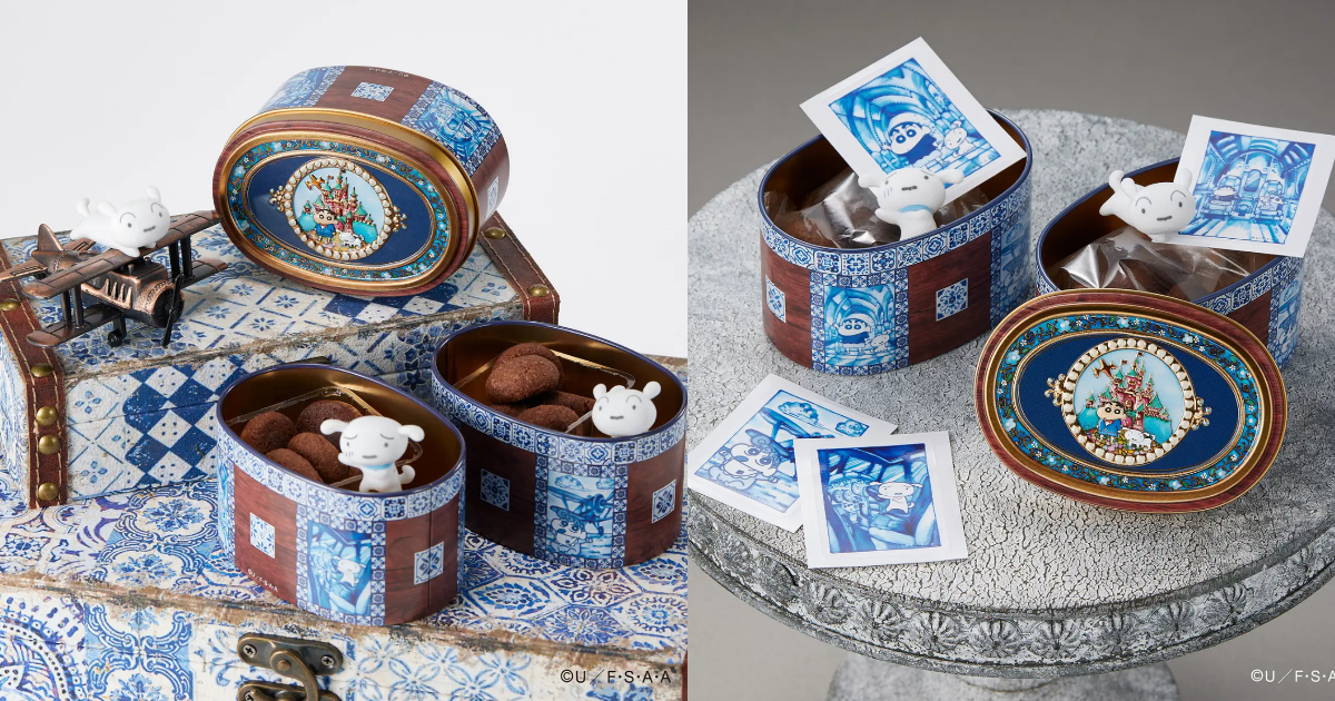 青山DECARBO✕《蠟筆小新》甜點飛機鐵盒 歐風磁磚&珠寶盒質感製作粉絲必收藏！