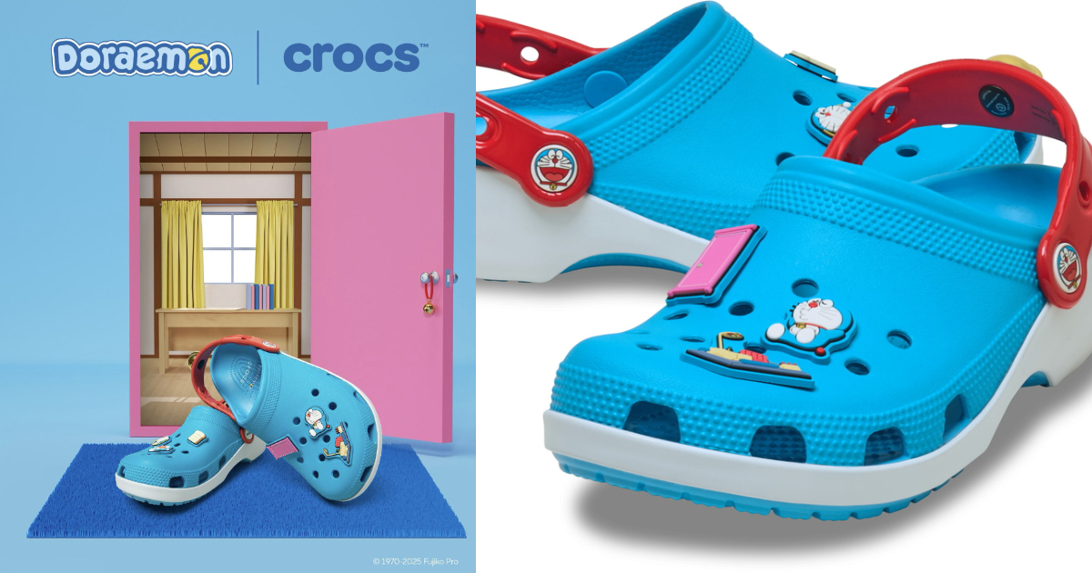 Crocs ✕ 《哆啦A夢》聯名鞋款 紅色項圈＋鈴鐺設計把經典完美呈現！