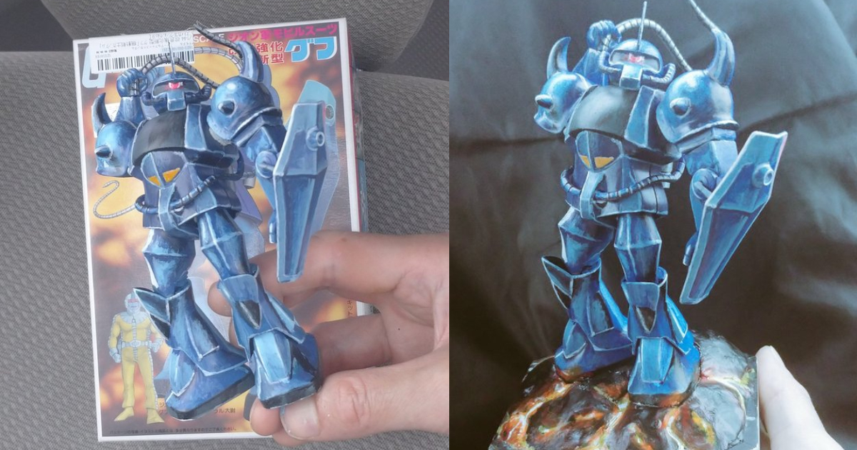 「盒繪風」塗裝讓人視覺錯亂！ 推主巧手讓《機動戰士鋼彈》古夫老模彷彿從盒中爆誕