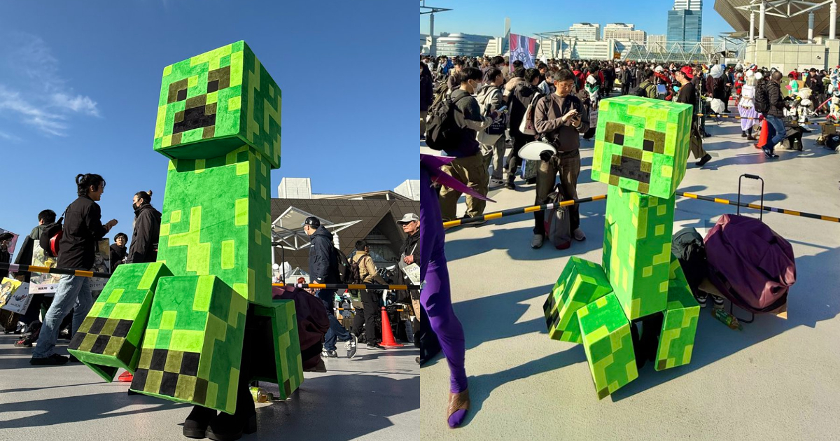 Coserぽち自製《Minecraft》苦力怕服裝還藏機關  走起來跟遊戲完全一致在網路上爆紅！