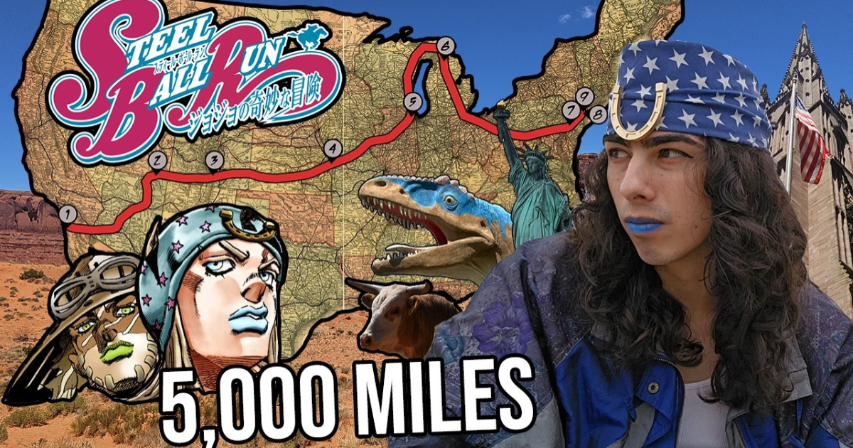 美國YouTuber開車實跑《JOJO的奇妙冒險 飆馬野郎》橫跨美國路線 25天跑了5000英里讓人欽佩