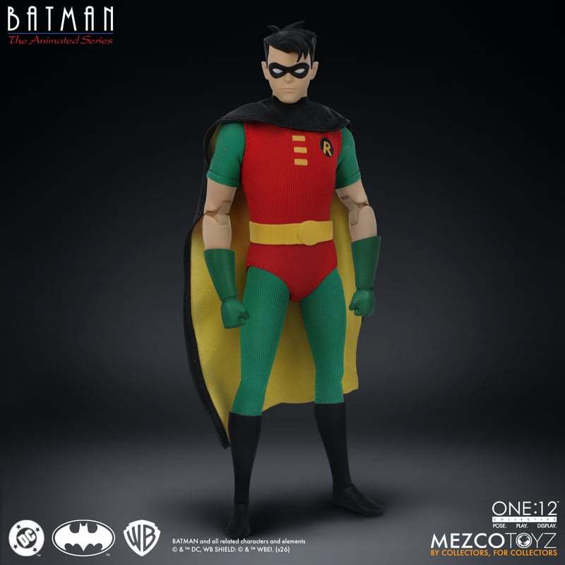 貴重激レア、世界限定 バッドマンロビン/映画で使用、世界18個NO4 証明書付き MEZCO TOYZ One:12 Collective「『バットマン：アニメイテッド