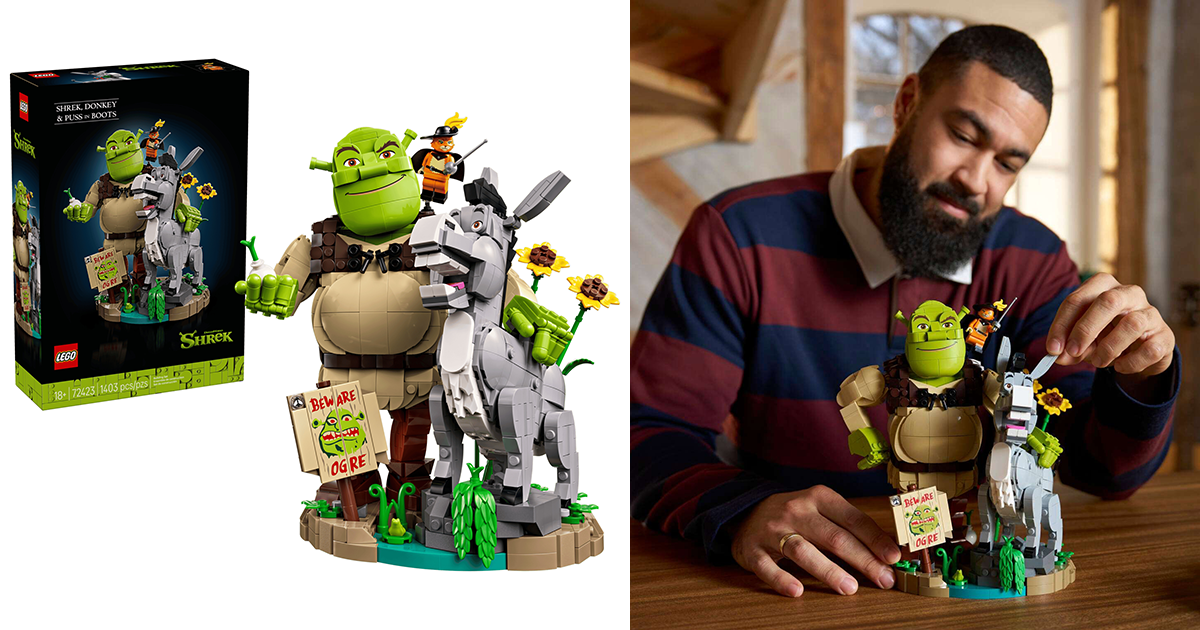 LEGO 72423 "Shrek, Donkey & Puss in Boots" Exquisite Swamp Scene, "Beware Ogre!" Sign is Amazing~!