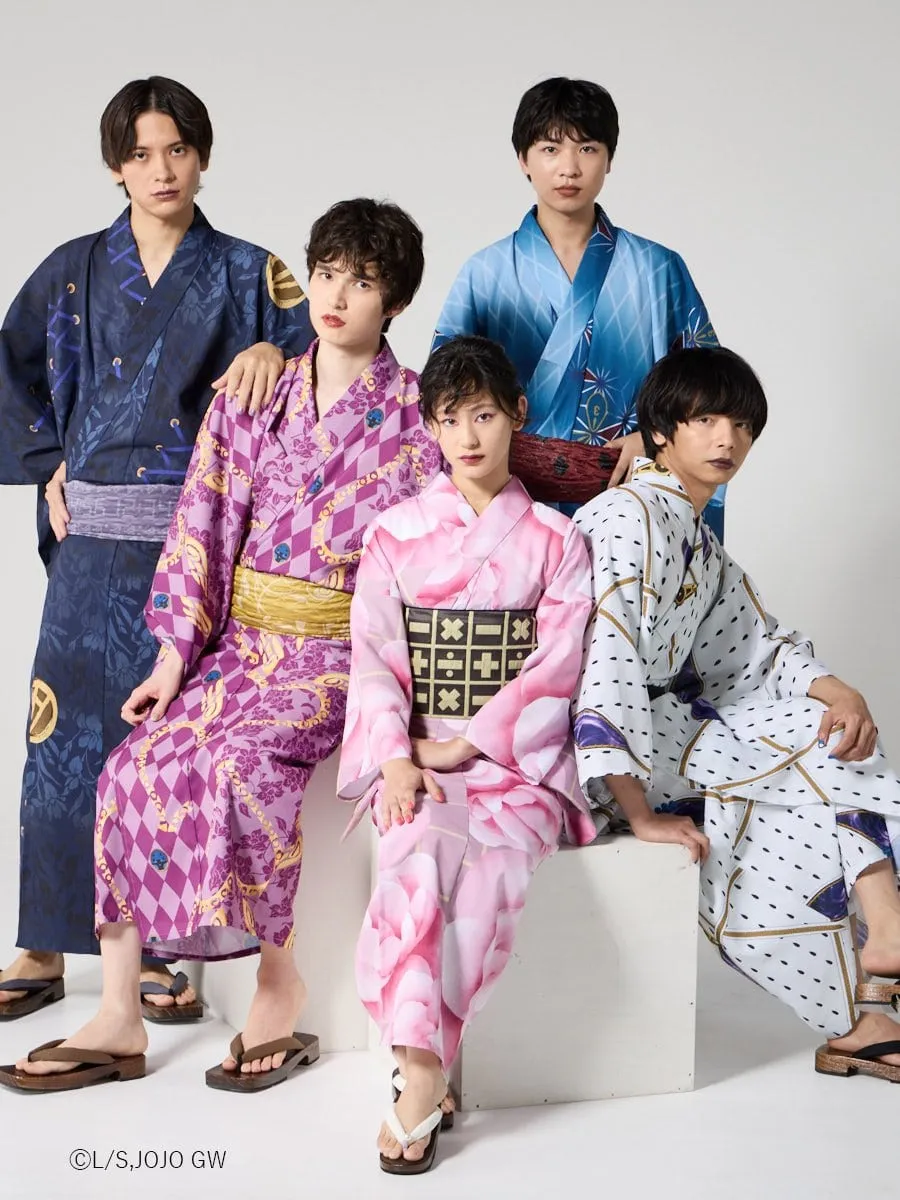 ふりふ」×『ジョジョ 黄金の風』コラボ浴衣、暗殺チーム7人デザインで