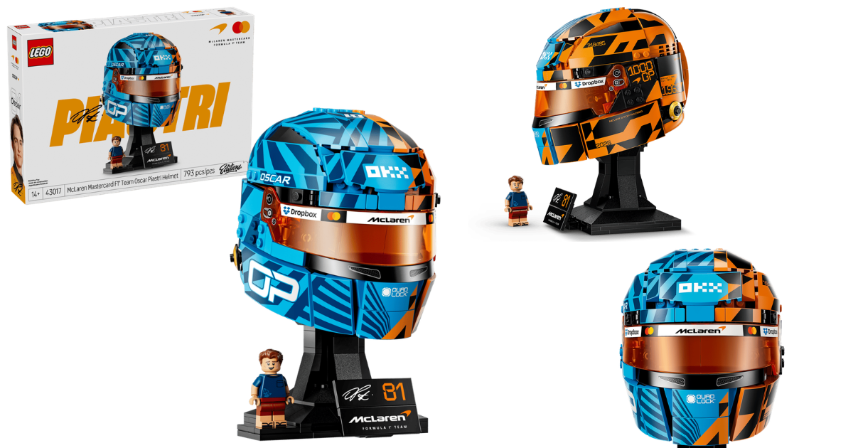 LEGO Editions Unveils 43017 McLaren Mastercard F1 Team Oscar Piastri Helmet, Honoring the Team's 1000th Grand Prix