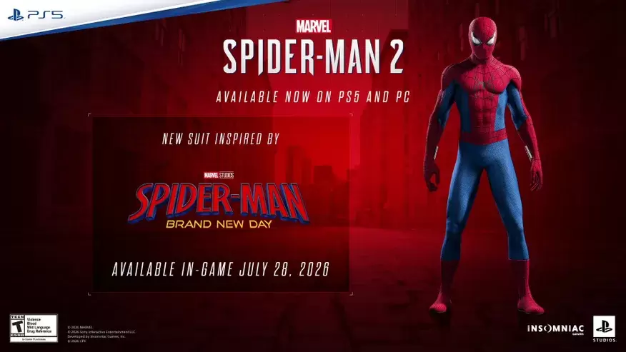 Marvel's Spider-Man 2 Free Update Arrives in July: "Spider-Man: Brand New Day" Suit Launches Alongside Movie Trailer