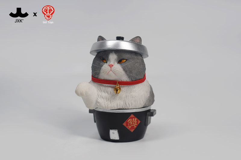❺だるま猫雛　m(*´꒳`*)m ※首輪付き bid Toys × JXK Studio「招財達摩猫」電鍋の中からひょっこり招き猫