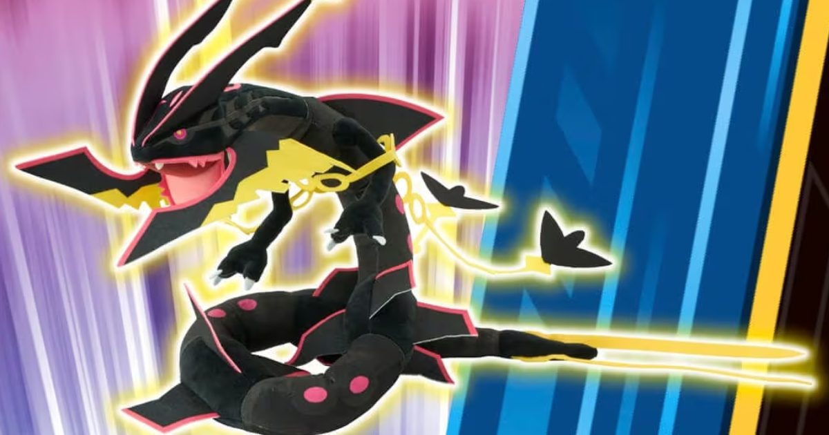 タカラトミー『ポケットモンスター』「黒いメガレックウザ」ぬいぐるみが発売！天空の覇者が抱き枕サイズで登場！