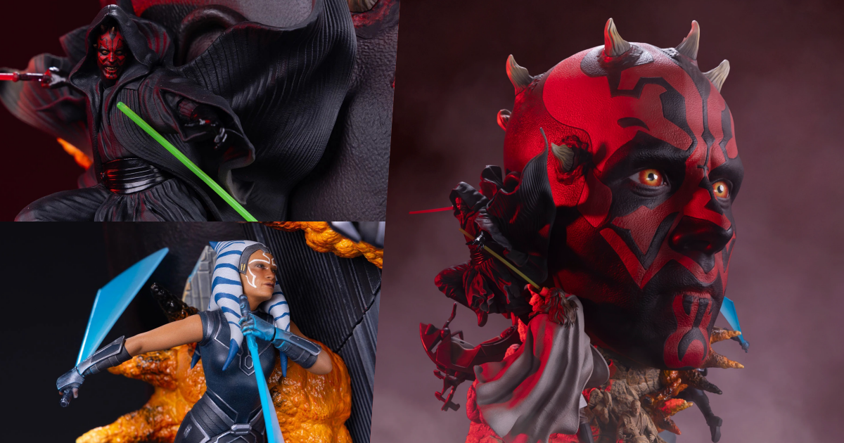 PCS「《星際大戰》達斯·魔（Darth Maul）Fine Art Bust」藝術胸像，融入與魁剛、亞蘇卡的對戰場景！