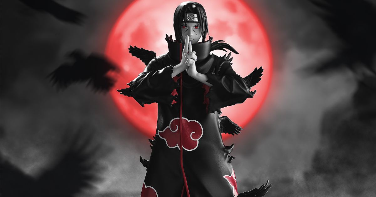 BANPRESTO Unleashes Uchiha Itachi for "Naruto Shippuden" Noir Edge Collection, Capturing His Iconic Hand Sign Pose Amidst Scattering Crows!