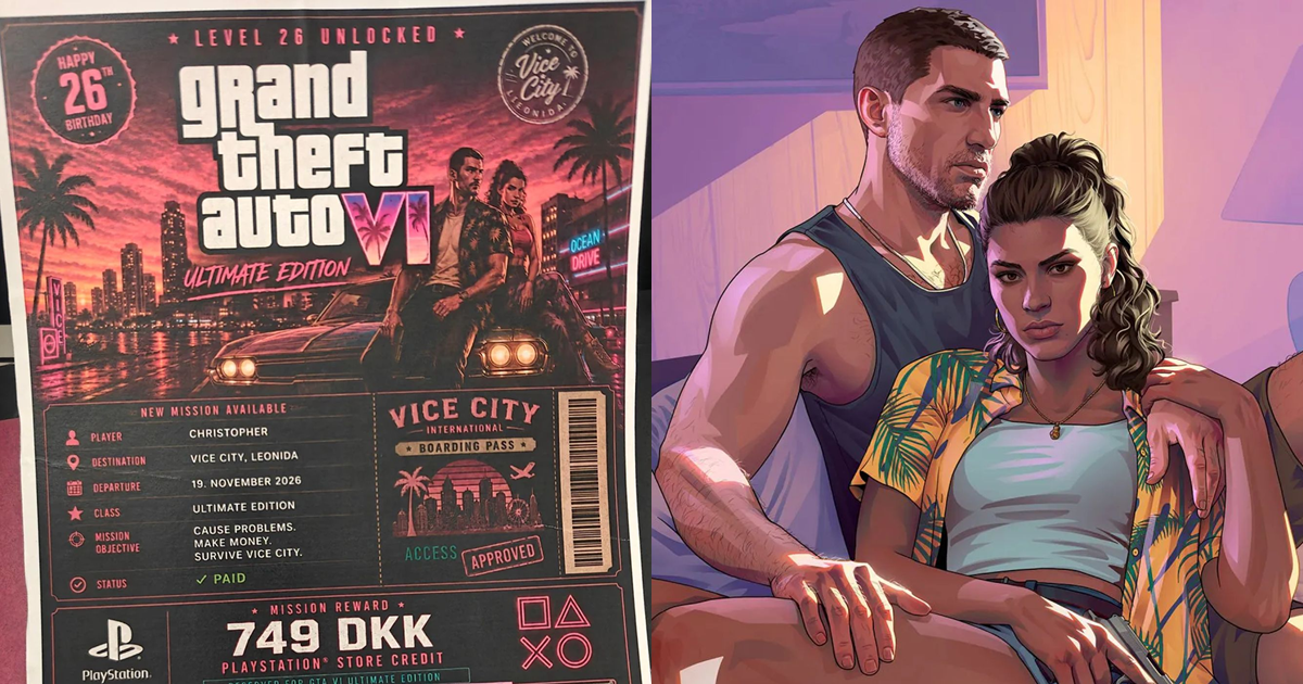 《GTA 6》丹麥玩家生日收到超豪華驚喜　女友包辦終極版、三天家事與遊戲糧食