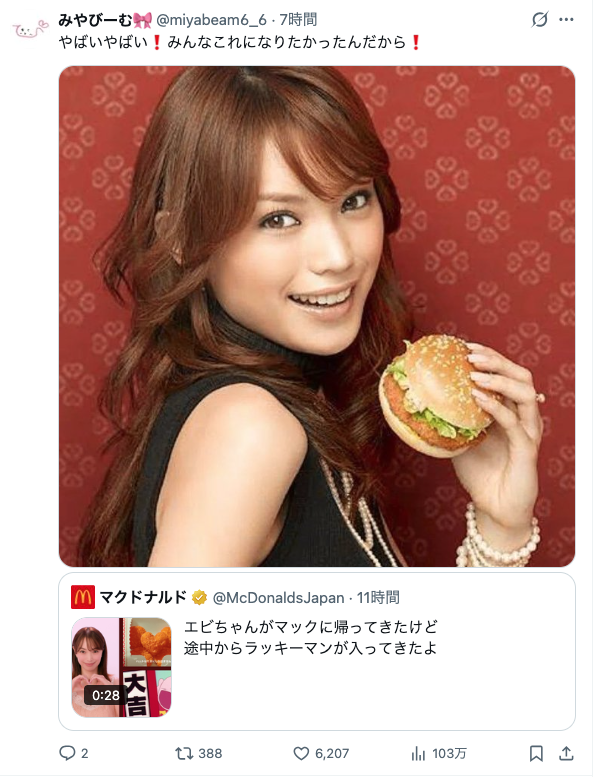 マクドナルド新CMに「エビちゃん」蛯原友里が降臨！ まさかの