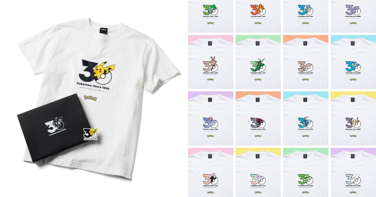 ZOZOTOWN、『ポケットモンスター』30周年記念ロゴTシャツが登場！「1025種類のポケモン」から自由に選べる！