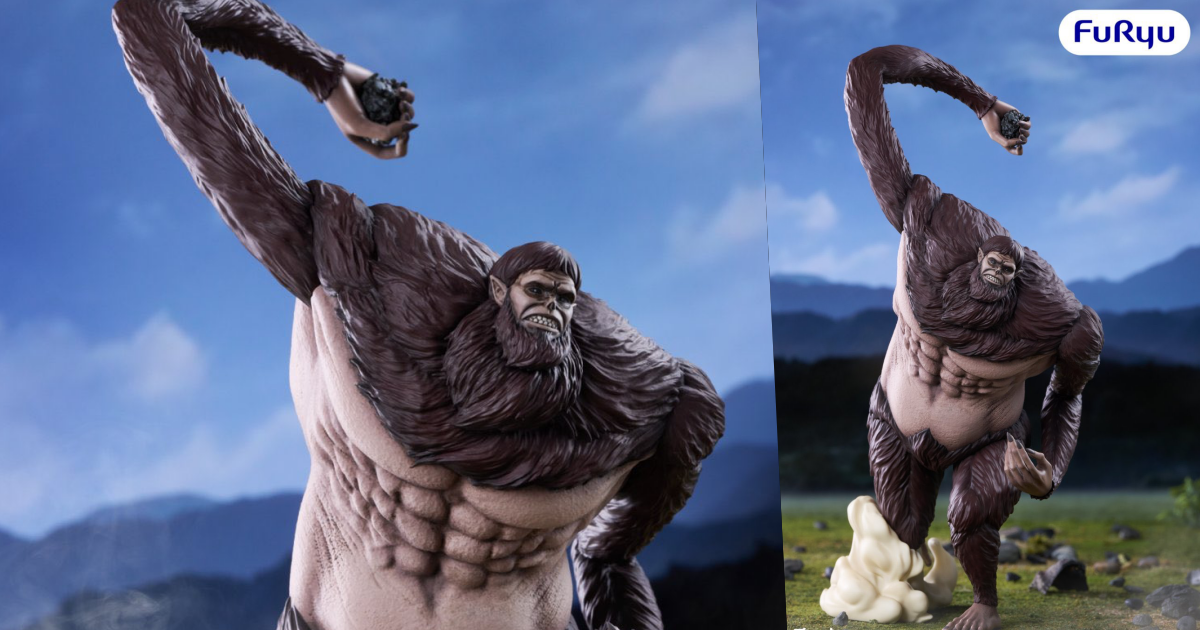 フリュー『進撃の巨人』ムチュート 獣の巨人のフィギュアが登場！調査兵団を絶望させた投石ポーズを再現