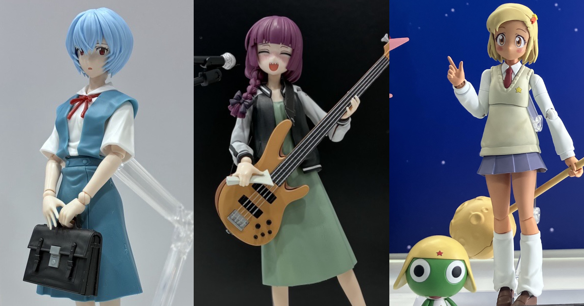 30MP Model Kit Prototypes Debut Rei Ayanami School Uniform Ver., Kikuri Hiroi, and Angol Mois & Sgt. Frog